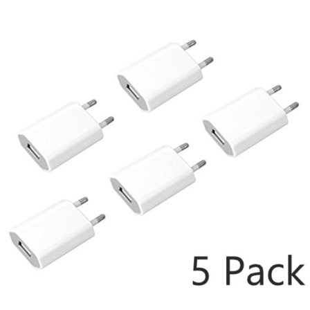 5 Pack Laddare till iPhone / Samsung 5V / 1A mfl Vit