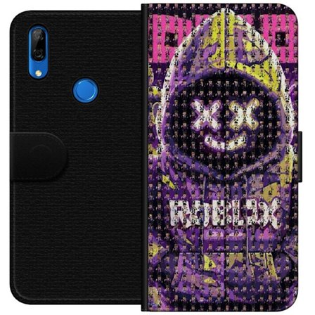 Yhteensopiva Lompakkokotelo Huawei Huawei P Smart Z Roblox-huppari suunniteltu sadoista pienistä Roblox-hahmoista, luova mosaiikkisuunnittelu lila ja