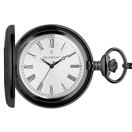 Altair | Ceas de buzunar negru cu capac decupat pentru bărbați - Ceasuri de buzunar