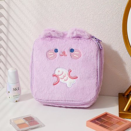 1 stk. Lilla Plys Opbevaringspose Hygiejnebind Håndtaske Tamponpung Plys Kosmetikpung Periodepose