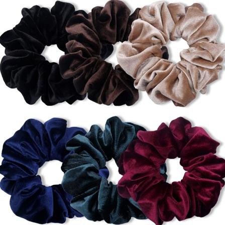 Ekstra store Scrunchies til kvinder med tykt hår, Premium Velvet Big Scrunchy, bløde reb hestehaleholder hårtilbehør, 6 pak
