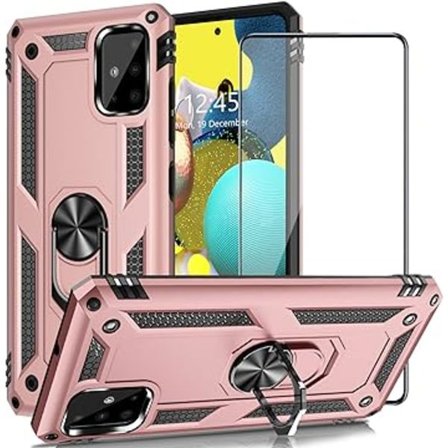 Samsung Galaxy A51 -puhelimen kotelo, sotilastason iskunkestävä suojakotelo, 15 jalan pudotustestisuojakotelo, magneettisella tuella ja ajoneuvon s