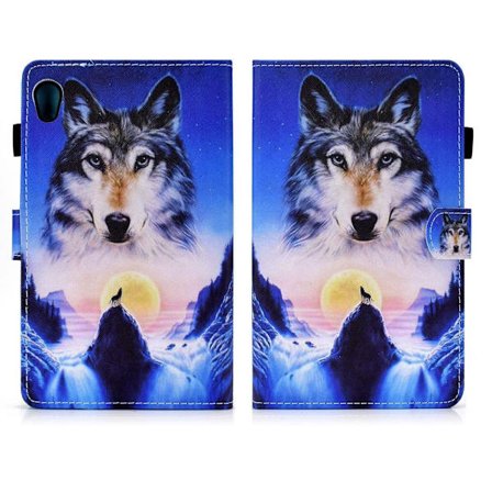 Lenovo Tab M10 HD Gen 2 läderfodral med vackert mönster och tryck - Varg Under Månen