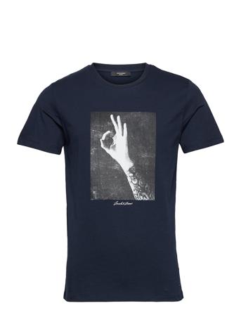 Jprblacover Tee Ss Crew Neck Prsp22 T-shirt Blå Jack & J S