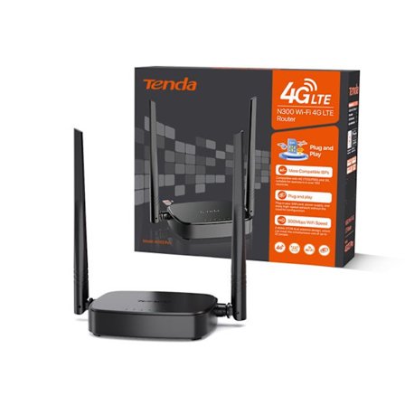 Tenda Router 4G LTE Wi-Fi 300 Mbps med SIM, 4G WiFi-box, 2 externa antenner, Fast Ethernet-port, Plug & Play (4G03 Pro)
