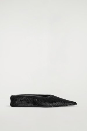 COS Femme Mules Pointues En Cuir Façon Poulain in Noir