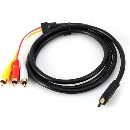 Tv-kabel Hdmi hane till 3 Rca Av ljud- och videokonverterkabeladapter 1080p Hdm för Hdtv svart 5ft/1,5m