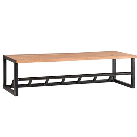 Rootz design knagerække akacie massivt træ - metal 80x22x33 cm - Krogstang med hylde og bøjlestang - Entre garderobe garderobe væg træ