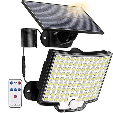 Utendørs solcellelys med 106 LED bevegelsessensor, med 5 m avtakbar kabel