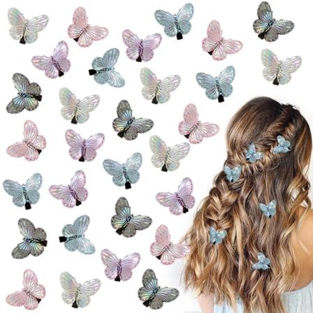 30 kpl perhoshiuspanta, pienet söpöt hiuspanta hiuskoristeet tytöille ja naisille läpinäkyvät hiuspanta hiuskoristeet small butterfly-5 colors
