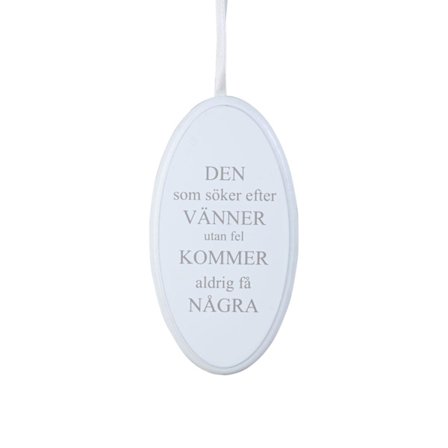 Skylt Vänner Vit 15x8 cm