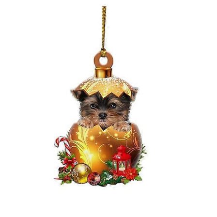 Julepynt, julekugle med julehat, julenisse af træ, julehund, juletræspynt, julekugle