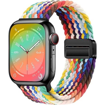 Nylon Sport Loop Urremme Kompatible med Apple Watch Band Ultra 2 1 49mm 45mm 44mm 42mm, Blød Flettet Vævet Magnetisk Lås Rem til iWatch Series