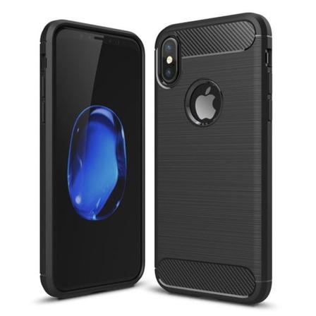 Iphone X / Xs - Flexibel Carbon Mjuk Tpu Skal - Svart Svart