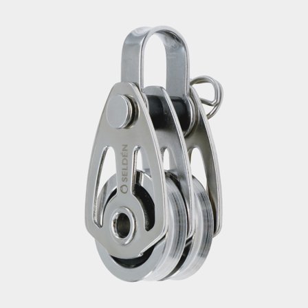 Bozzello doppio con grillo Seldén BBB 25, fisso, a cuscinetti, adatto per cime Ø1 - 5 mm