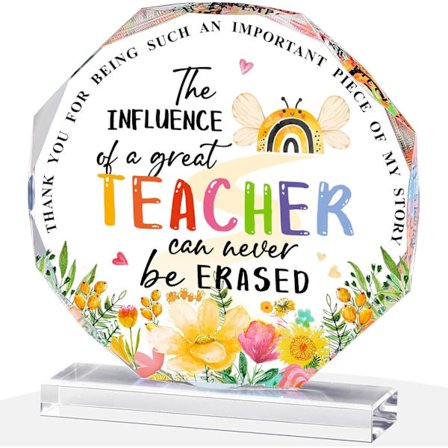 Lærer påskønnelse gave til kvinder, ottekantet akryl papirvægt minde - Tak gave til pensionering, dimission, første skoledag