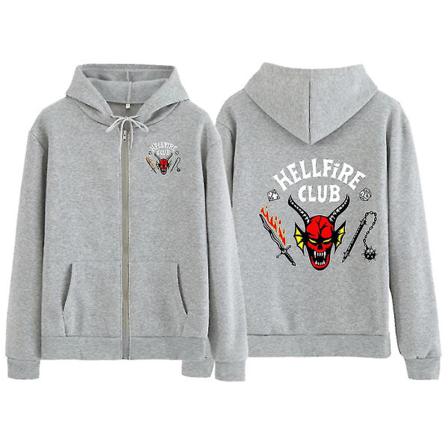Strange Thing 4 Hellfire Club Hoodie Rollspel Halloween 3xl Grey