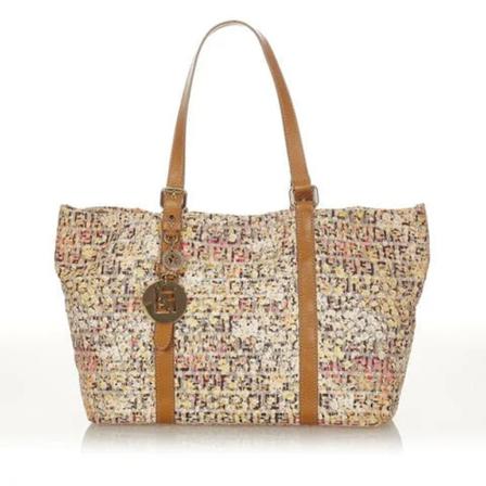 Fendi Vintage, Pre-owned Tote Bag Beige, Dames, Maat:ONE Size,Canvas,multicolor