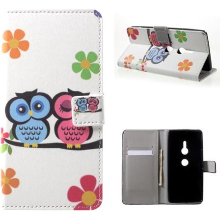 Plånboksfodral Sony Xperia XZ2 - Ugglor & Blommor