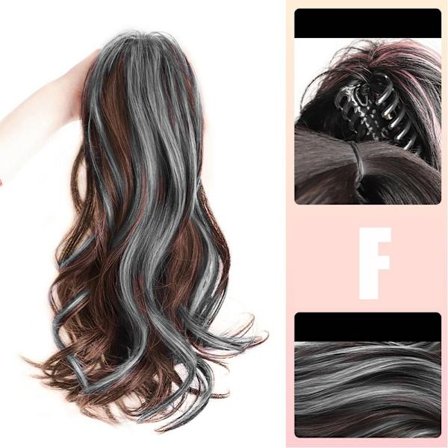 Syntetisk lang bølget hestehale Høydepunkter Hestehale-hårstykker F F