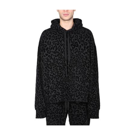 Dolce & Gabbana, Sweatshirt With Leopard Print Zwart, Heren, Maat:M