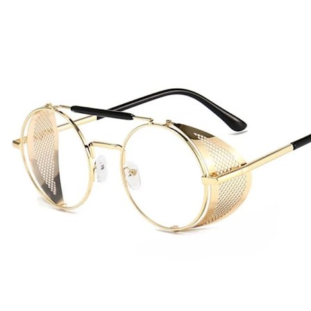 Trendiga Retro Steampunk Solglasögon Män Märkesdesigner Runda Steam Punk Legering Solglasögon Goggles För Kvinnor UV400 Gafas de Sol