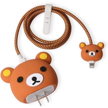 Dyrekarikatur Kabelbeskytter 18W 20W USB Laderbeskytter Lading Data Hodetelefonledning Bit Organizor Kompatibel med Alle iPhone 11 12 13 14 Pro Max 