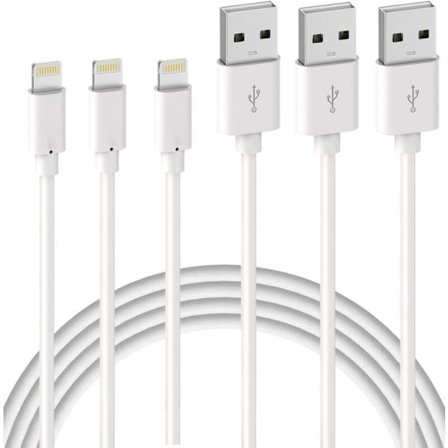 3-pak iPhone-opladerkabel 2m【MFI-certificeret】 Lynhurtig opladerkabel til iPhone 11 Pro XS Max XR X 8 7 6s 6 Plus 5 SE iPad, hvid ledning