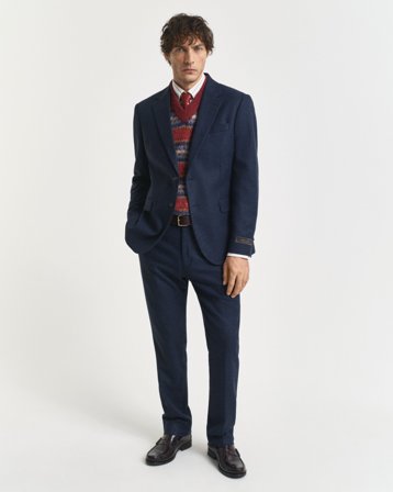 GANT Herren Slim Fit Herringbone Anzughose aus Flanell (56)