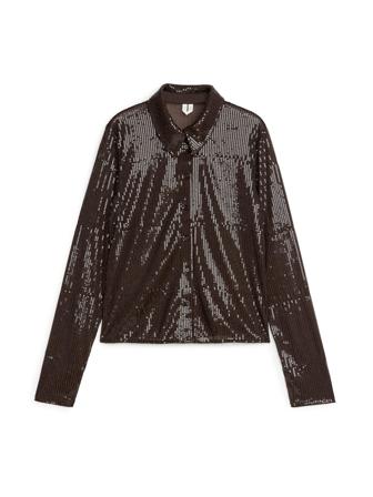 Bluse mit Pailletten - Braun