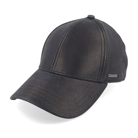 Stetson - Baseball Cap Chevrette Cowhide Black Earflap Fitted Fitted Black Cap - @ Hatstore