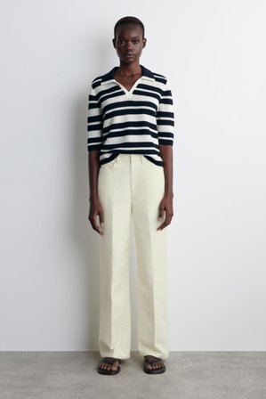 COS Femme Polo En Maille Ajourée in Blanc