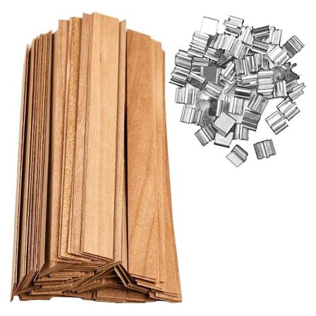 100 sett stearinveker 0,5x5,12 tommer naturlige treveker