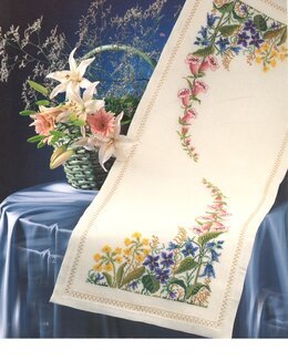 Broderipakke Løper Ville blomster Lin - Oehlenschläger