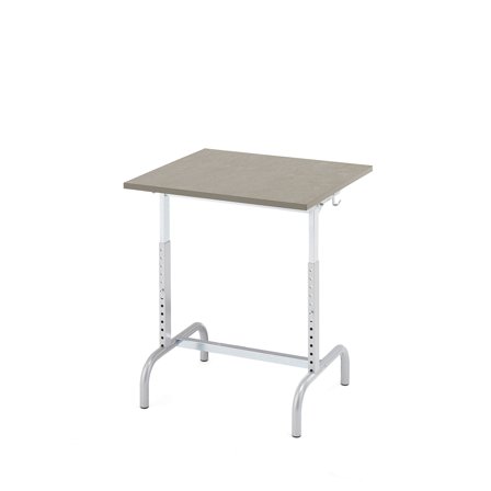 Schultisch 182, silber, Linoleum grau