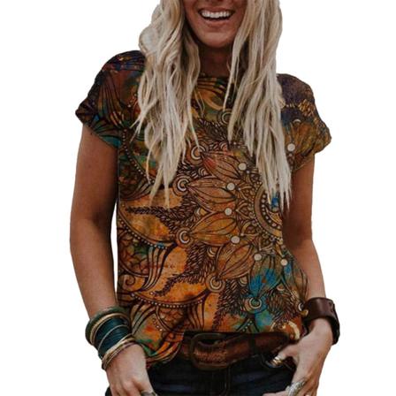 Kortärmad T-shirt Med Rund Hals