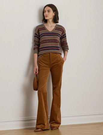 Lauren Ralph Lauren Fair Isle Cotton-Linen V-Neck Sweater - Beige - XS