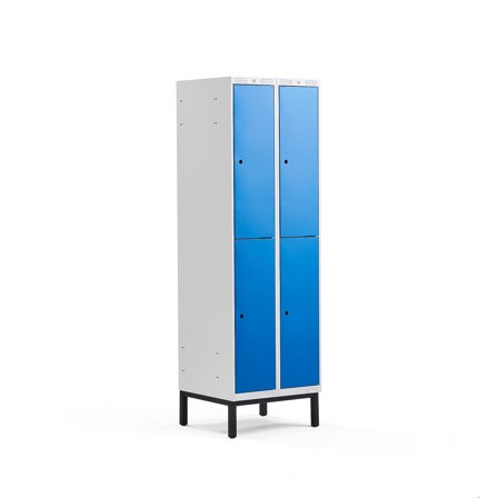 Kleiderspind CLASSIC mit Beingestell, 2 Module/2 Türen, 1940 x 600 x 550 mm, blau