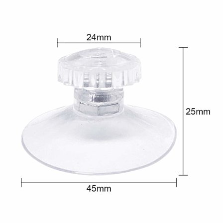 30 imukupin sarja kierteellä ja uurretuilla muttereilla ? 45 mm, läpinäkyvä