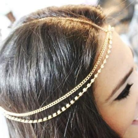 Boho Fashion Lagdelt Hodekjede Bryllup Krystall Smykker Glitrende Rhinestone Hodeplagg for Kvinner og Jenter