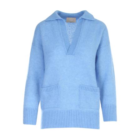 Drumohr Polo Neck Sweater W/Pocket Blå, Dame