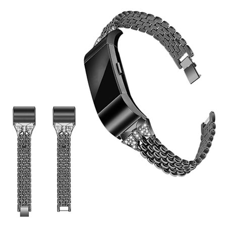 Fitbit Charge 2 klockarmband med strassdekor - Svart