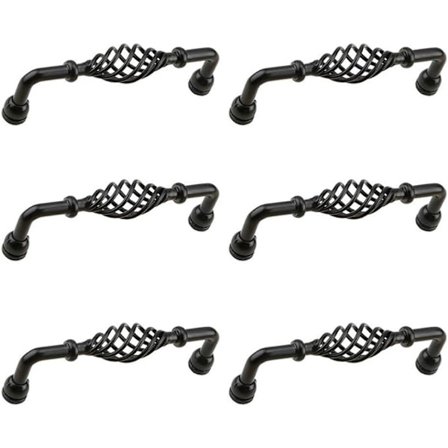 Traditionelt skuffehåndtag, 6 metalfuglestil møbeldørhåndtag. Engelsk håndtag til køkkenskabshåndtag, skuffehåndtag osv. (Sort, 12