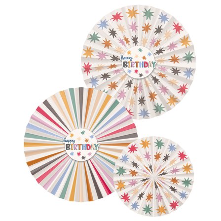 Hængende Fødselsdagspynt Vifte Flerfarvet 3-pak