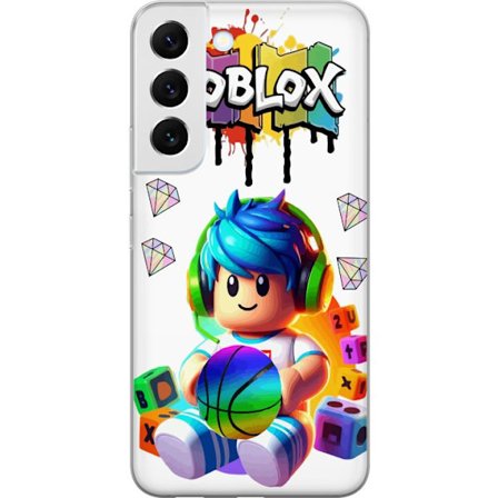 Kompatibelt Mobildeksel til Samsung Samsung Galaxy S22+ 5G Fargerik Roblox-illustrasjon med spillkarakter, leker og energi, perfekt for spillfans og b