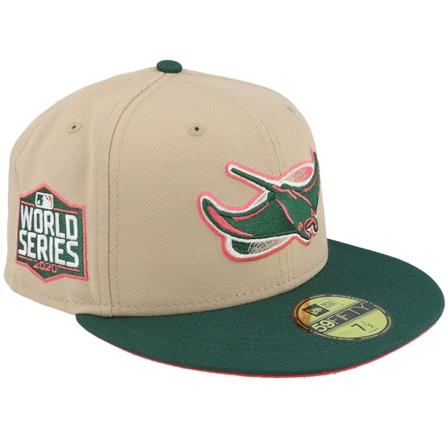 New Era - MLB Beige fitted Cap - Tampa Bay Rays Glamour 59FIFTY Camel/Green/Lava Fitted @ Hatstore