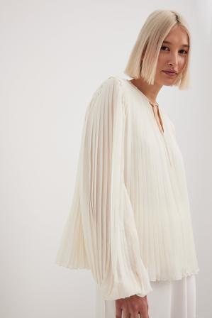 NA-KD Boho Blouse plissée à encolure ronde - Blouses - OffBlanc - EU 36