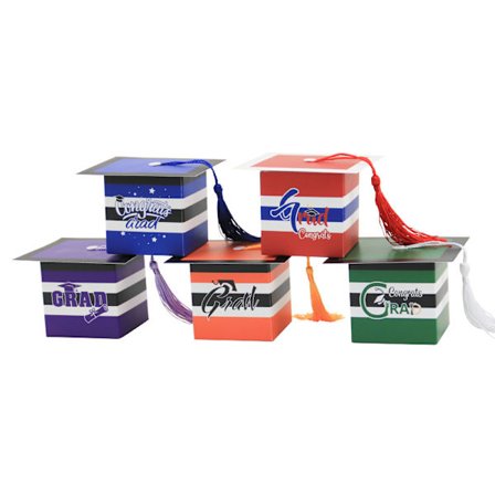 50 stk. Konfirmasjonslue Stripete Emballasjebokser (5 Farger), Kartong