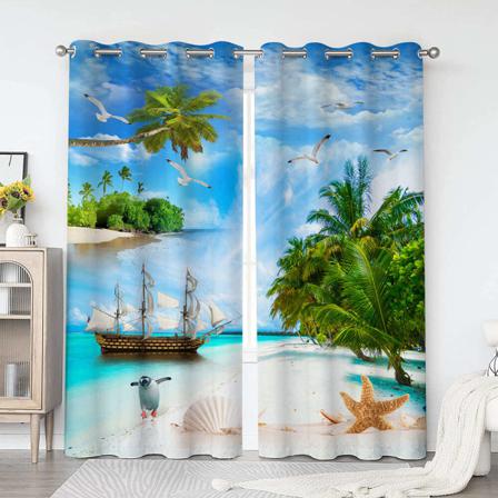 Grommet 2pc Ljusfiltrerande Draperier Behandlingar Fönstergardin