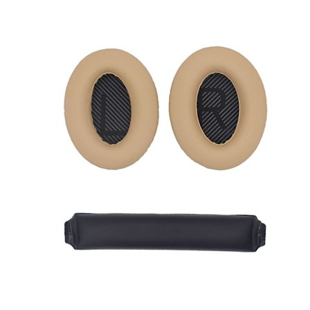 Vaihtokuulokkeet ja sanka Bose QC15 QC25 QC35 kuulokkeille Beige+Black